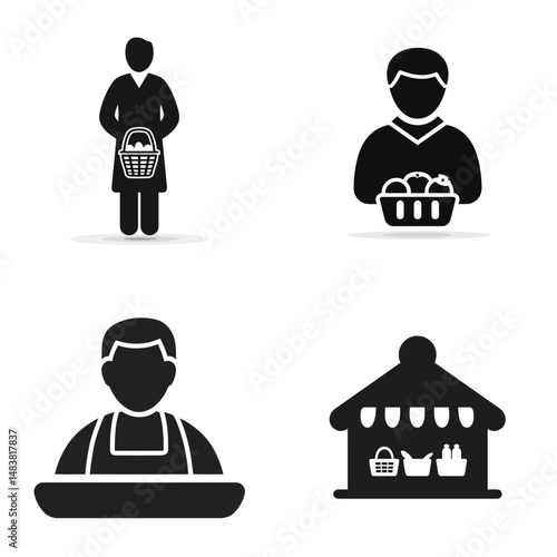 Grocer - Vector icon, simple icon, isolated on white  -  