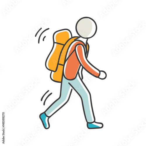 walking with backpack icon, walking with backpack vector illustration-simple illustration of walking with backpack, perfect for walking with backpack logos and icons