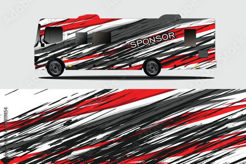 Colorful abstract design on a vehicle with stripes