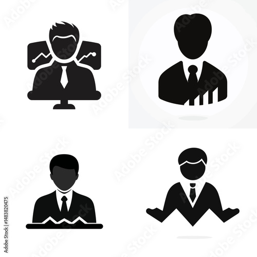 Stockbroker - Vector icon, simple icon, isolated on white  -  