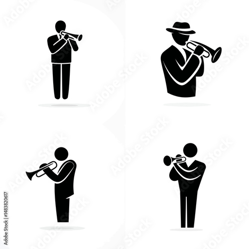 Trumpeter - Vector icon, simple icon, isolated on white  -  
