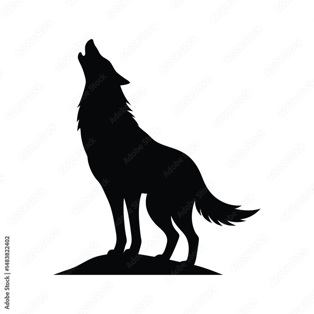 black silhouette of a wolf black silhouette of a wolf