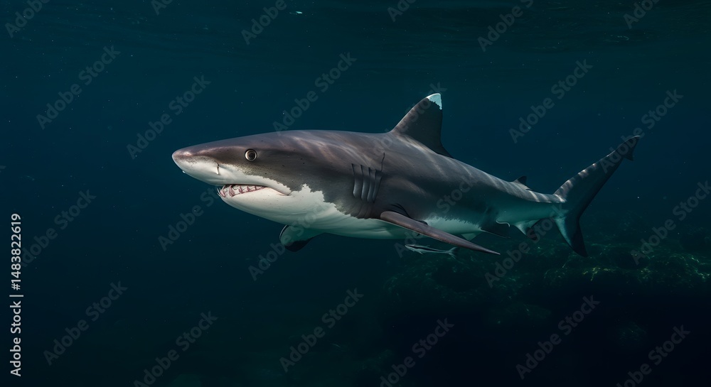 Fototapeta premium Ocean Predator Majestic Blacktip Reef Shark Underwater