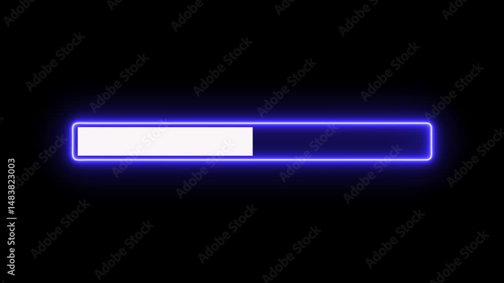 Abstract neon loading icon animation . Loading bar and percentage Futuristic progress loading bar 0-100 percent. Progress bar indicator from 0 to 100 increasing percentage.