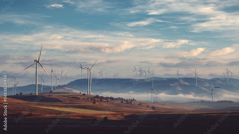 Obraz premium wind farm in rural landscape