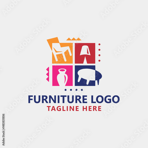 furniture store home interior décor logo design vector