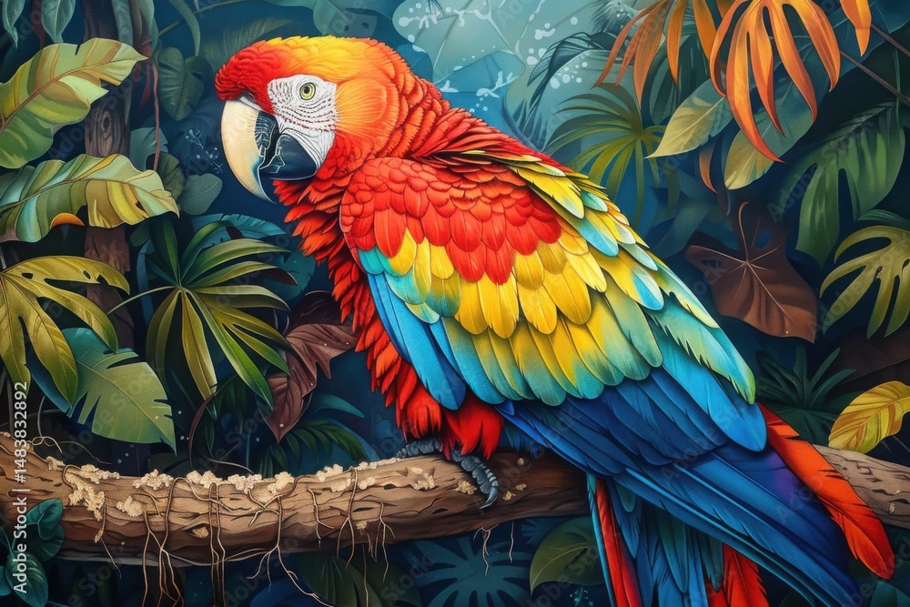 Fototapeta premium red yellow and blue macaw