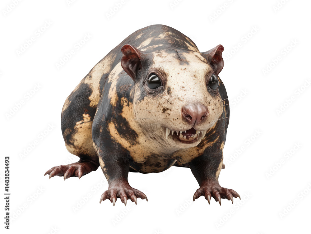 Fototapeta premium Tasmanian devil isolated on transparent background looking forward with open mouth