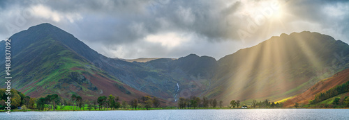 Obraz na płótnie Beautiful morning view of Buttermere lake Pines and Haystacks in the Lake District. England w salonie