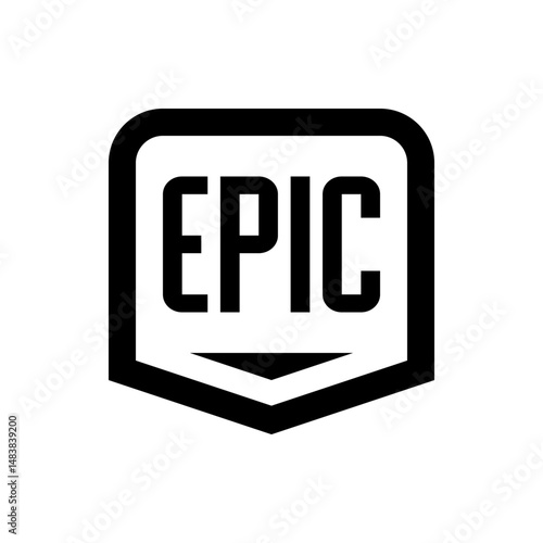 Epic games logo featuring bold black font inside a rounded square with a downward pointing arrow shape at bottom