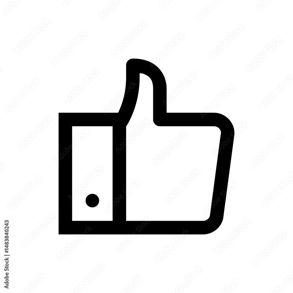 Illustration of a simple black and white thumbs up icon with a clean and minimalist design aesthetic present Illustration of a simple black and white thumbs up icon with a clean and minimalist design aesthetic present