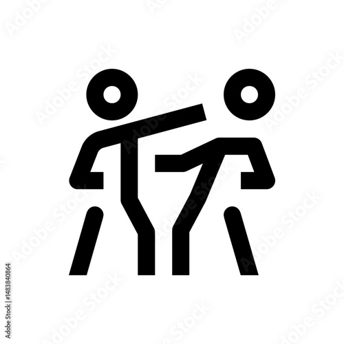 Stylized depiction of two figures engaged in a physical altercation or fight with simple black lines