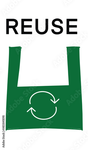 Reuse bag green color black color object icon sign symbol shopping recycling environment reuse recycle plastic garbage sustainable environment food market organic waste retail pollution day plastic 