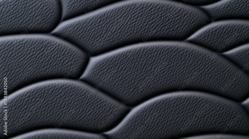 Obraz premium Dark Leather Texture Background with Wavy Pattern and Subtle Lighting