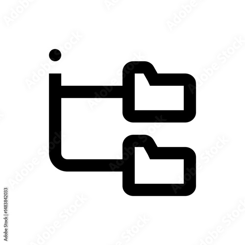 A diagram showing a node connected to two folders by lines, all in black on a white background, simple design