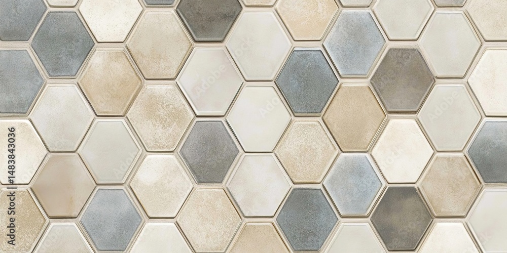 Hexagonal Ceramic Tile Pattern in Pastel Colors Hexagonal Ceramic Tile Pattern in Pastel Colors