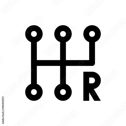 Illustration of a manual transmission shift pattern with three gears and reverse indicated by the letter r