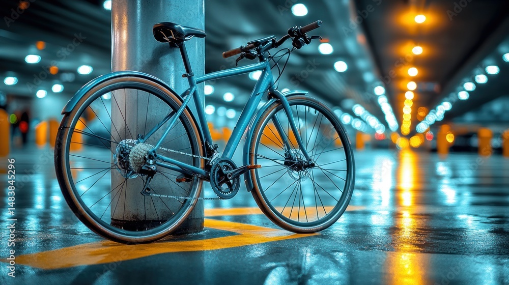 Fototapeta premium Urban bike parked in a garage
