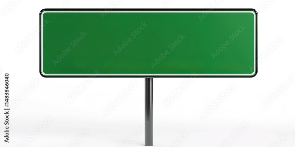 Blank Green Road Sign on a Pole Blank Green Road Sign on a Pole