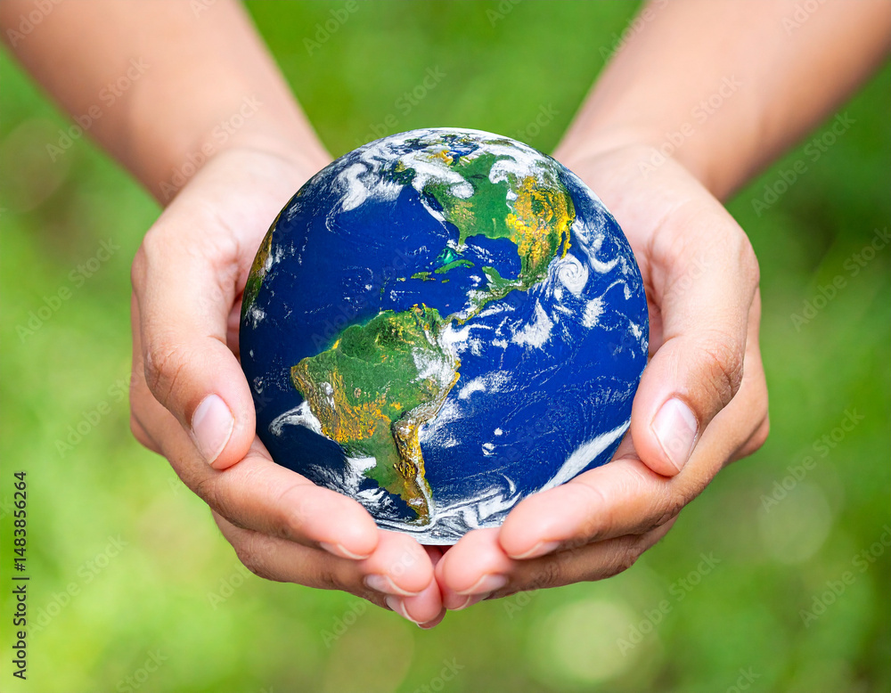 Hands gently holding the Earth represent stewardship and the global responsibility for environmental protection. Hands gently holding the Earth represent stewardship and the global responsibility for environmental protection.
