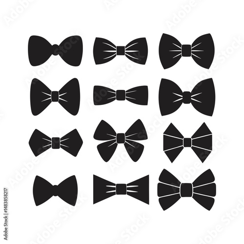 bow tie set large pack silhouette vector