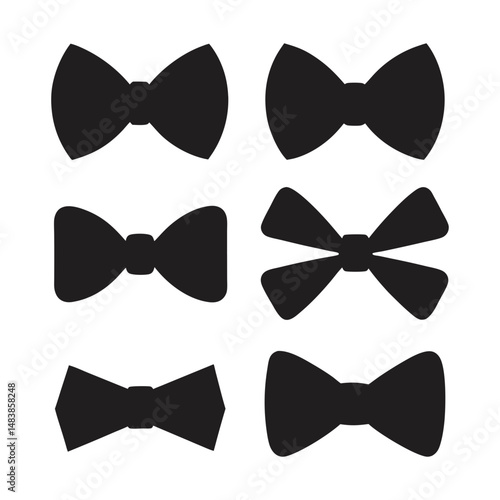 bow tie set large pack silhouette vector
