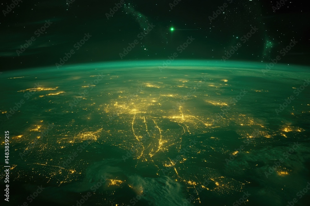 Obraz premium Earth at night, glowing cities