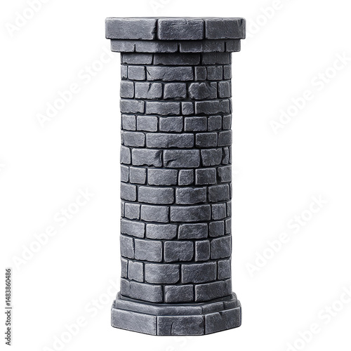 Fototapeta Naklejka Na Ścianę i Meble -  Cylindrical stone pillar, brick-like texture