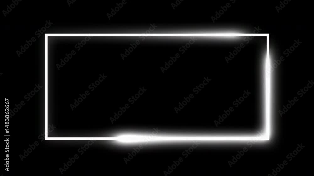 Neon Rectangle Illuminates Abstract Background for Modern Design and Technology