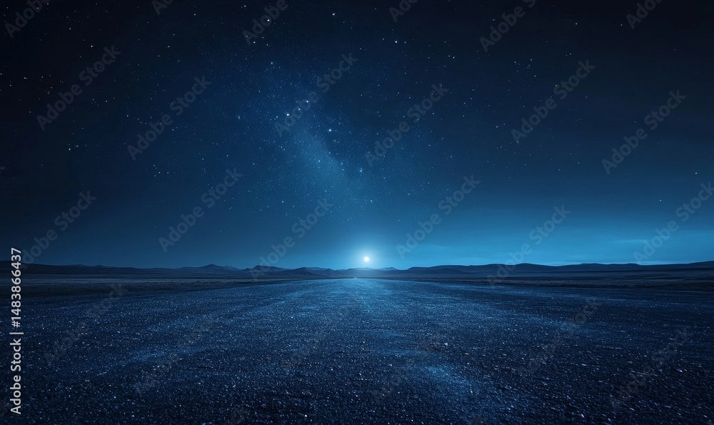Fototapeta premium Empty asphalt floor with night sky