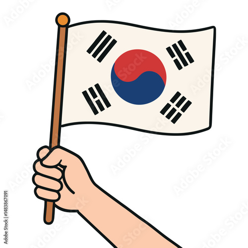 Hand Holding South Korean Flag Illustration