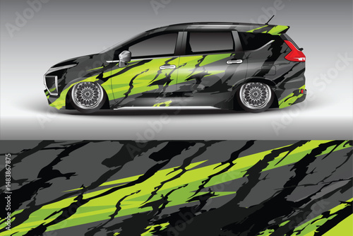 Stylish modified car with vibrant design on display (2)