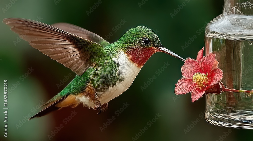 Fototapeta premium Hummingbird feeding on flower
