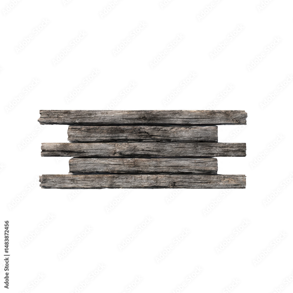 Fototapeta premium Rustic wooden sign made of weathered planks, showcasing vintage and natural aesthetic. aged wood texture adds character, making it ideal for decoration or signage