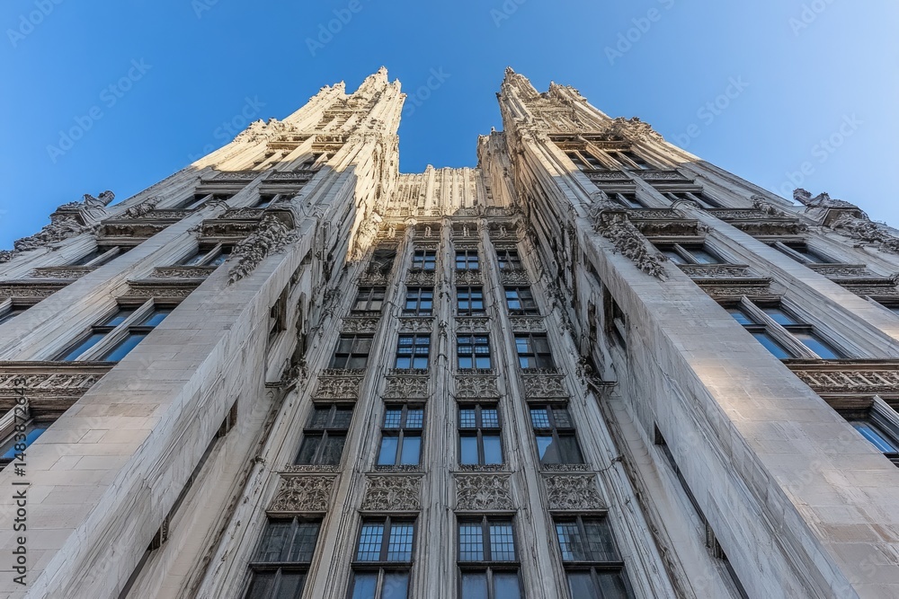 Architectural grandeur of a tall building Architectural grandeur of a tall building