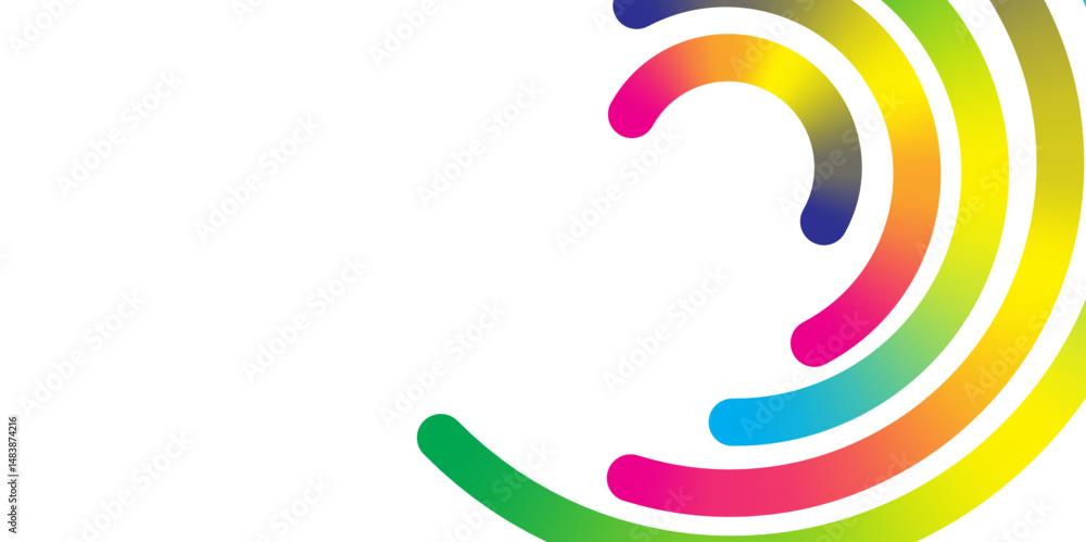 Obraz premium Abstract Color Lines with a Gradient on a white Background. Abstract Colorful Wavy circle Lines on white Background. Abstract Modern Design.
