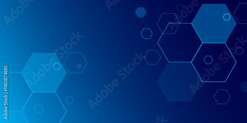 Abstract Blue Technology Background with Hexagonal Shapes. Abstract technology background with blue hexagon. Vector. Hexagon.