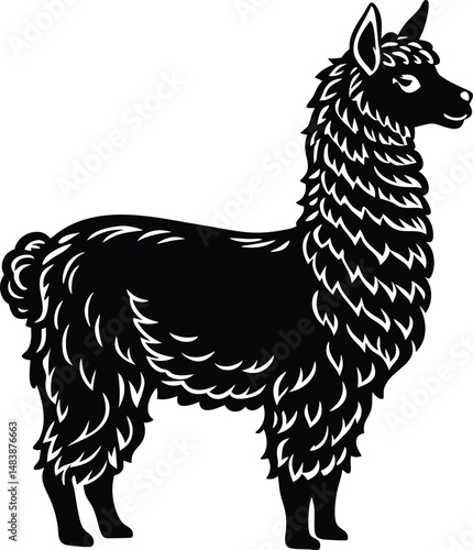 Alpaca Silhouette in Side Profile