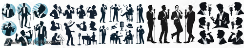 Vector silhouette of a man singing