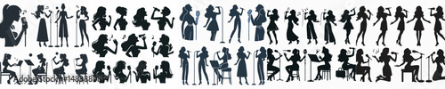 Vector silhouette of a woman singing