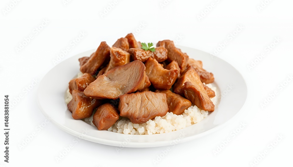 Fototapeta premium Adobo Philippine Dish on White Background 3D Rendering Isolated