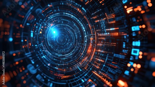 Wallpaper Mural Circle tech concept, graphic of circular technology design integrating advanced digital elements. Torontodigital.ca