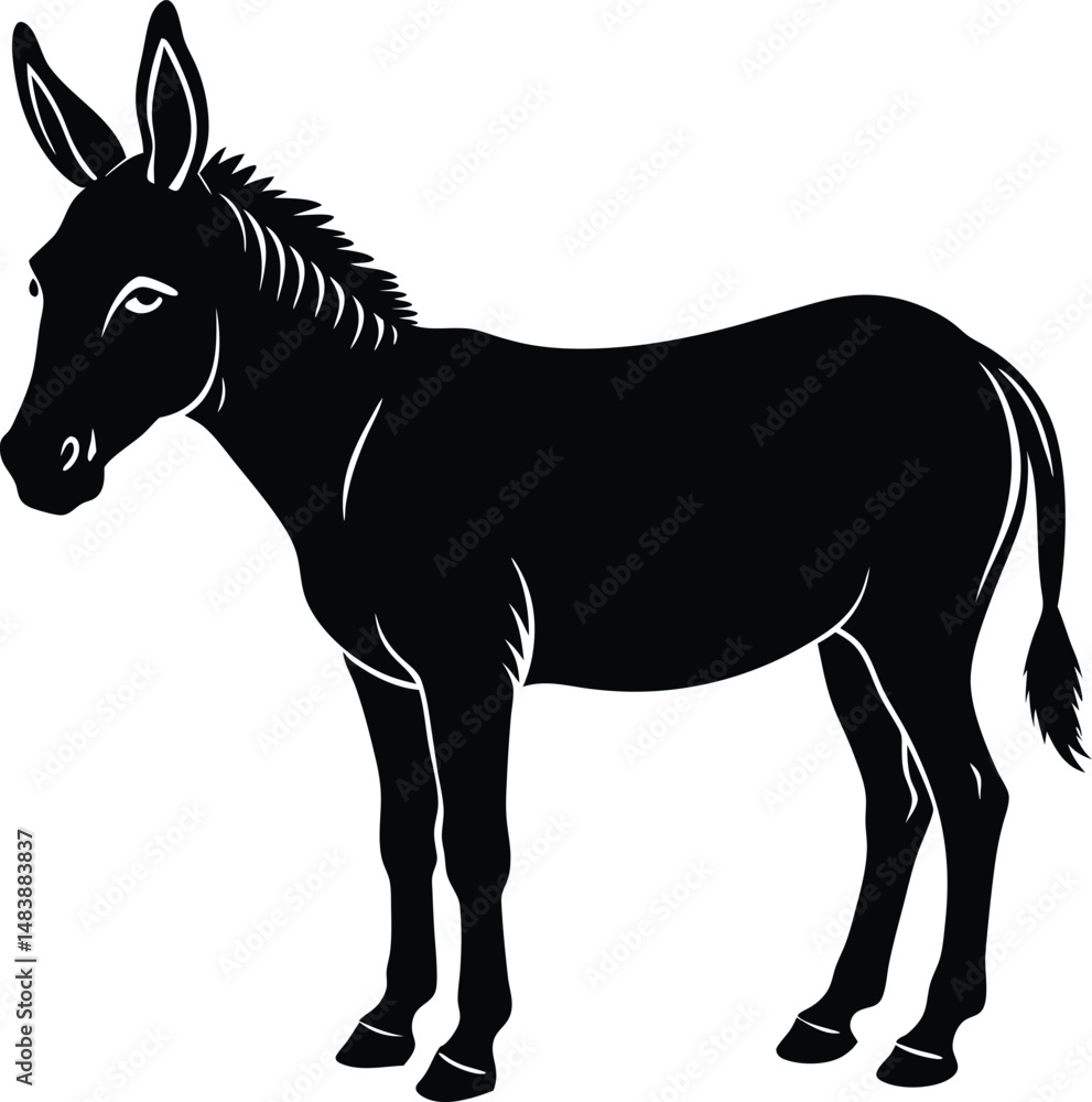 Obraz premium Donkey Silhouette Standing Still