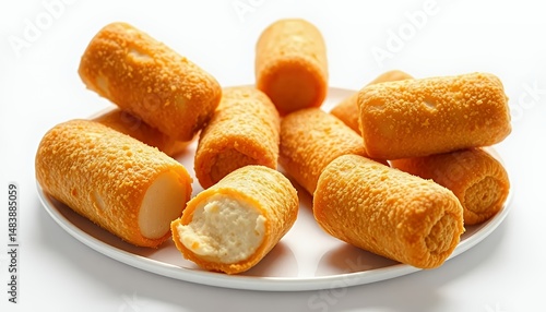 Wallpaper Mural Golden Brown Spanish Croquetas on White Plate Isolated on White Background Delicious Crispy Tapas Creamy Fritters Single Object Torontodigital.ca