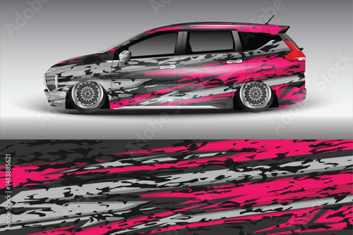 Stylish modified car with vibrant graphic design