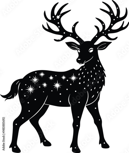 fairy deer silhouette with glowing horns