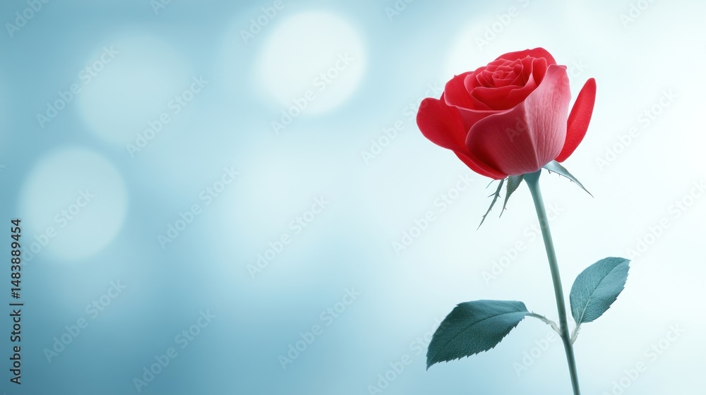 Obraz premium Elegant Red Rose with Bokeh Background for Valentine's Day