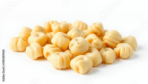 Obraz na płótnie Pile of 3d Rendered Gnocchi Sardi Pasta Isolated on White Background in Detailed Close Up Studio Shot w salonie