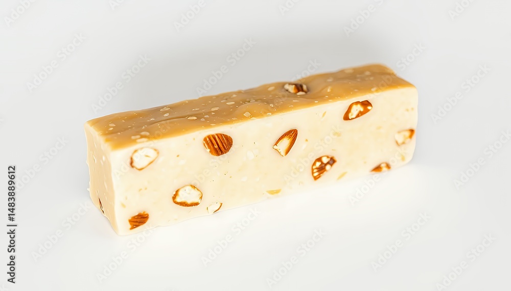 Polish Torcik Wedlowski Creamy Almond Confection Rectangular Bar Isolated on White