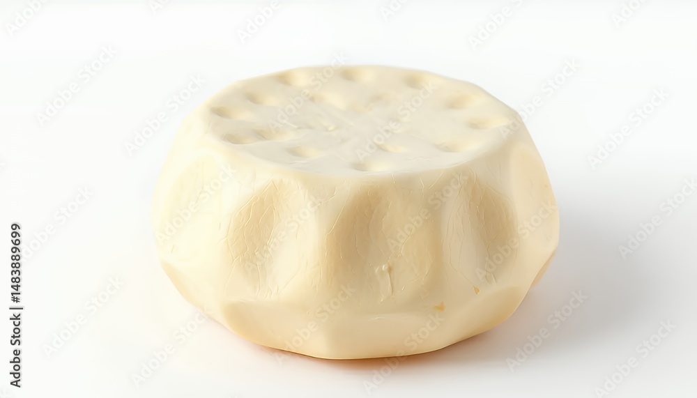 Queso de Tetilla Detailed 3D Render Isolated on White Screen Displaying Unique Shape and Creamy Texture Emphasizing Spanish Culinary Heritage
